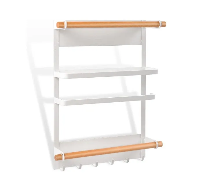 Étagère à Épices Magnétique sans Percage avec Porte-Rouleau de Cuisine 